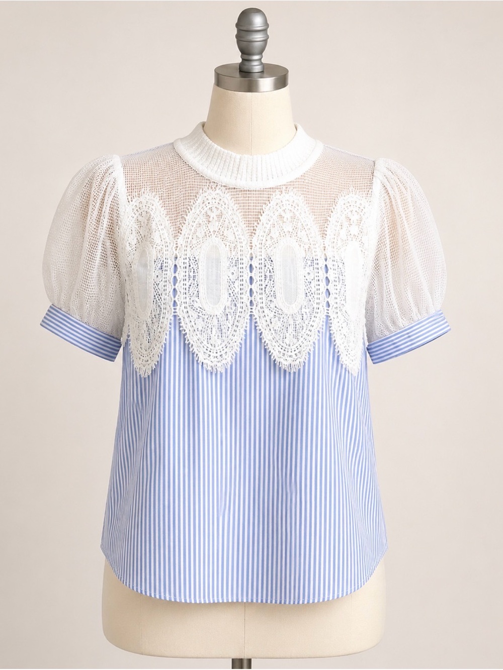 JODIFL Crochet Accent Stripe Blouse - Picture 3 of 4